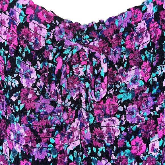 Wild Fable Purple Floral Smocked Long Sleeve Mini Dress Size Large - Picture 6 of 13
